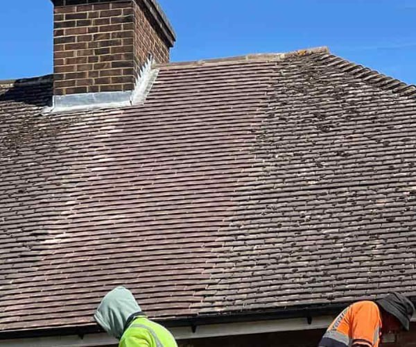 This is a photo of a roof which has just been repaired. Works carried out by KJI Roofing Rothwell